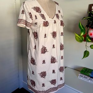 Madewell Cream with Brown and Pink Elsewhere Casual Dress